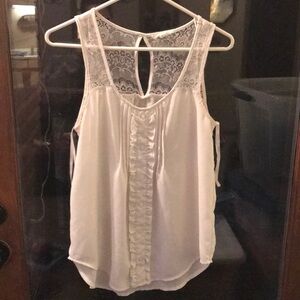 Edge White Tank Top Blouse Lace Straps Back